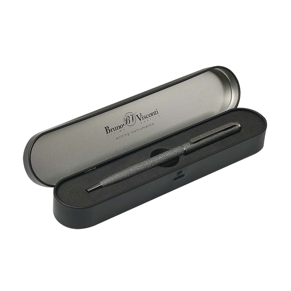Ручка шар. авт. bruno visconti "palermo" 0,7мм синяя корп.воронён.сталь,в футл.металл.
