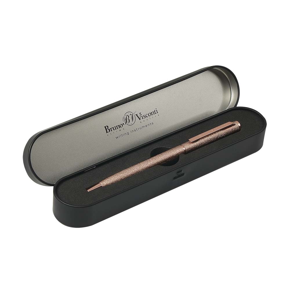 Ручка шар. авт. bruno visconti "palermo" 0,7мм синяя корп.розовое золото,в футл.металл.