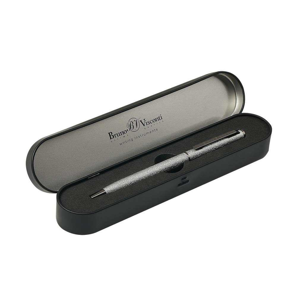 Ручка шар. авт. bruno visconti "palermo" 0,7мм синяя корп.серебро,в футл.металл.