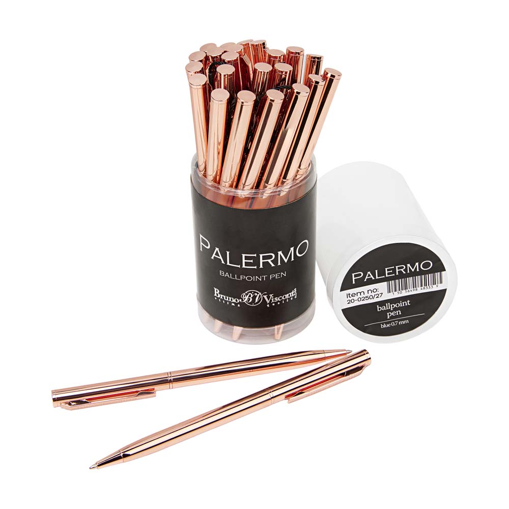 Ручка шар. авт. bruno visconti "palermo" 0,7мм синяя корп.розовое золото