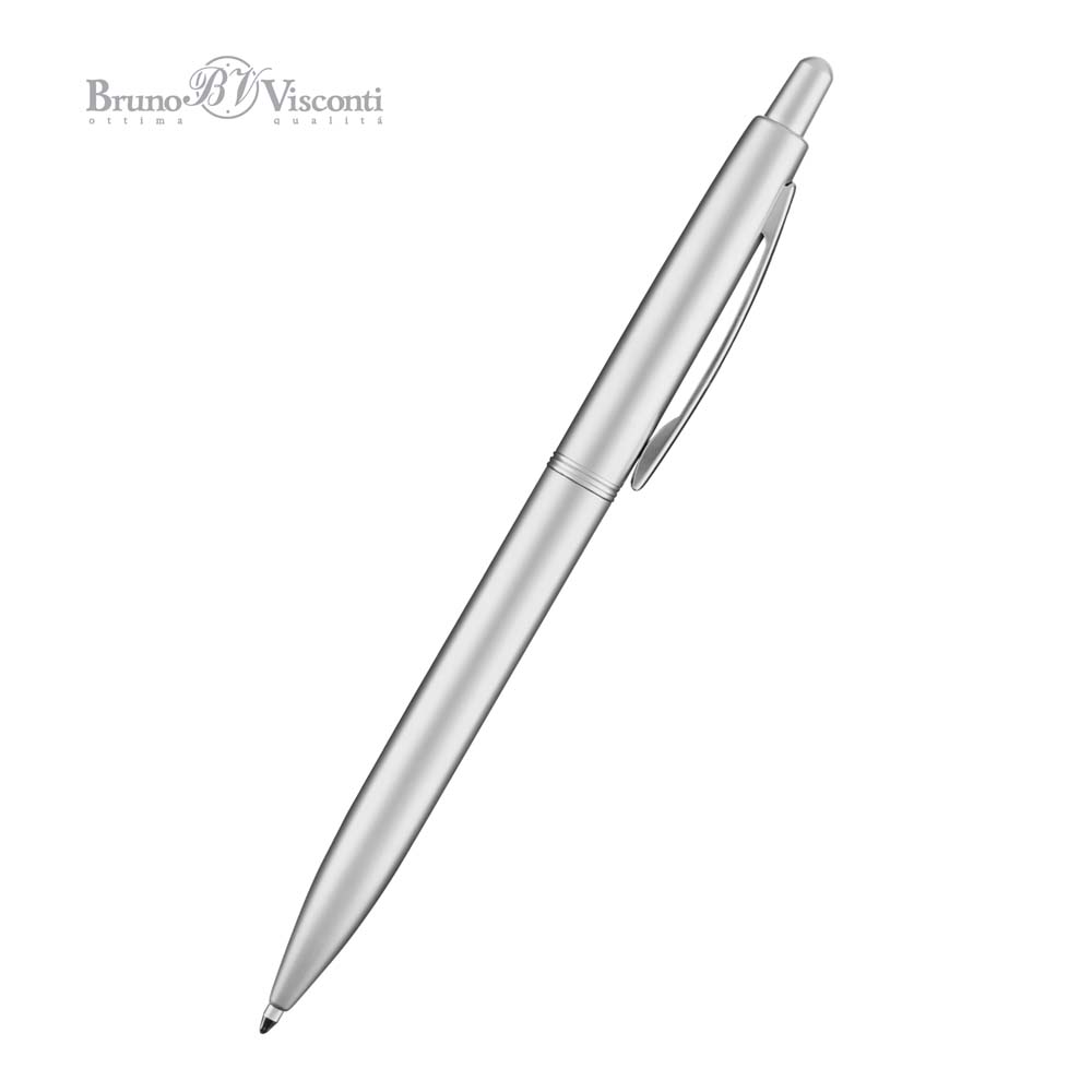 Ручка шар. авт. bruno visconti "san remo" 1,0мм синяя корп.серебро,тубус