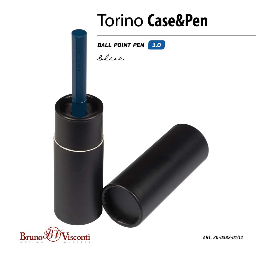 Ручка шар. авт. bruno visconti "torino" 1,0мм синяя корп.синий,тубус