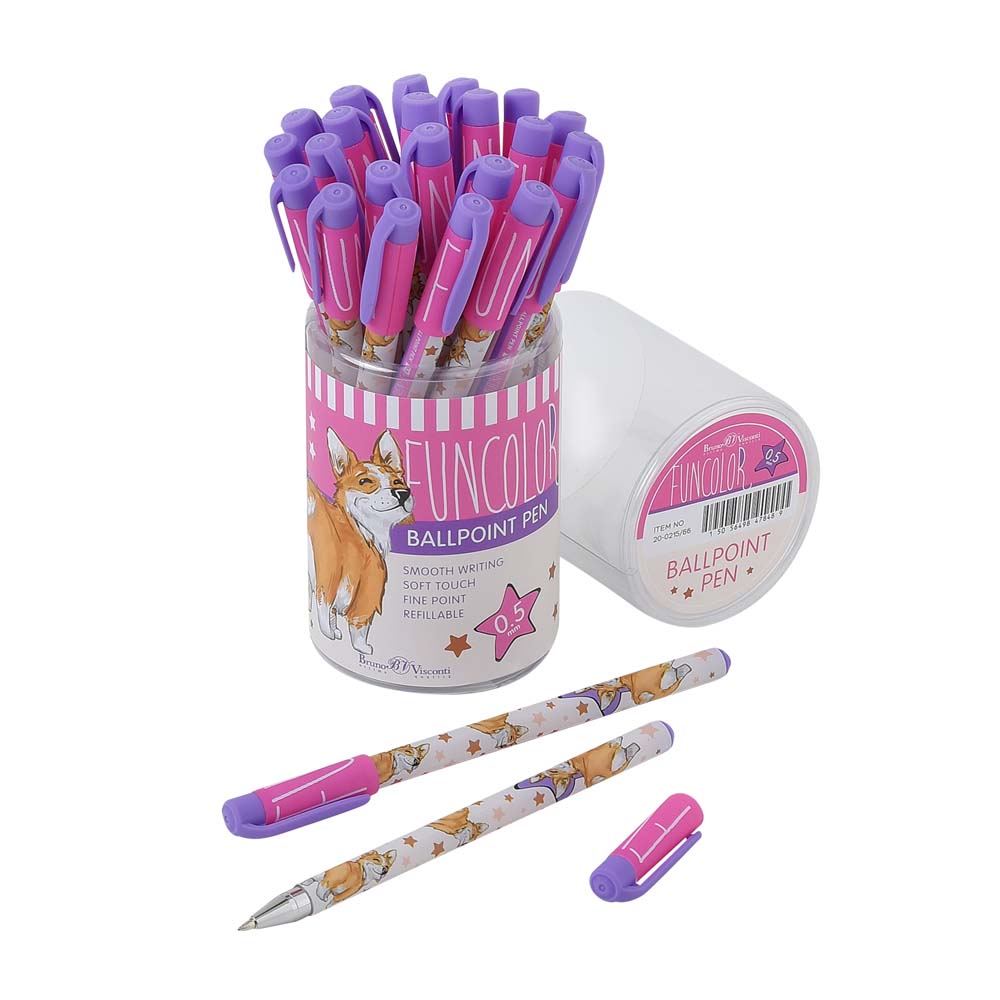 Ручка шар. bruno visconti "happywrite. funcolor. корги" синяя 0,5мм