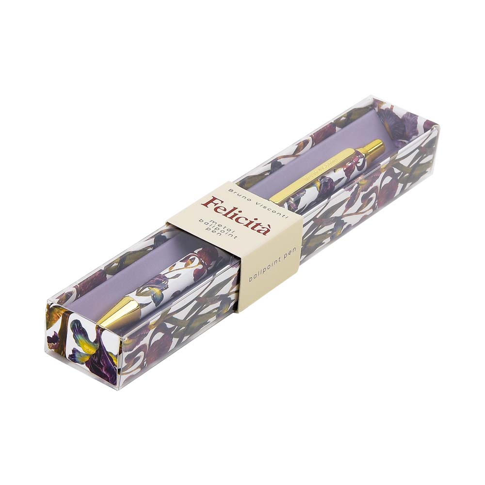 Ручка шар. авт. bruno visconti "felicita. flora. ирисы" синяя 0,7мм корп.метал. в футл.