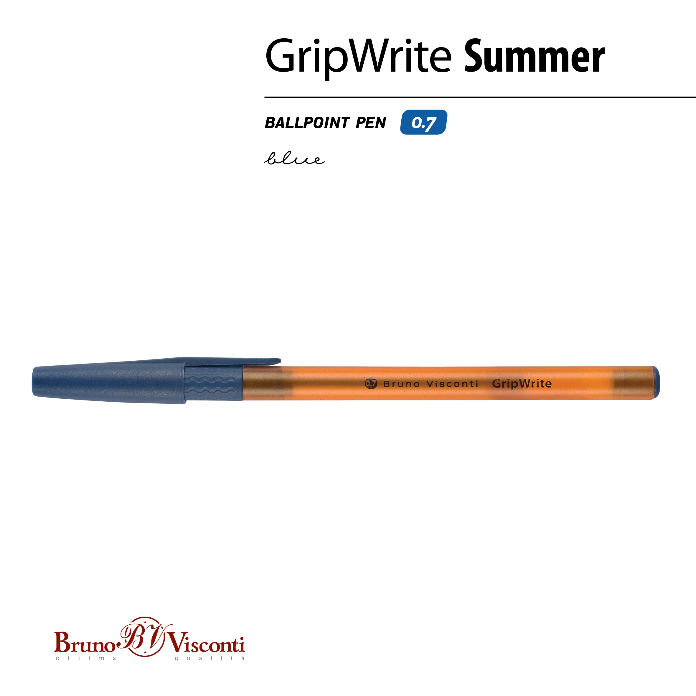 Ручка шар. bruno visconti "gripwrite. summer" синяя 0,7мм разовая