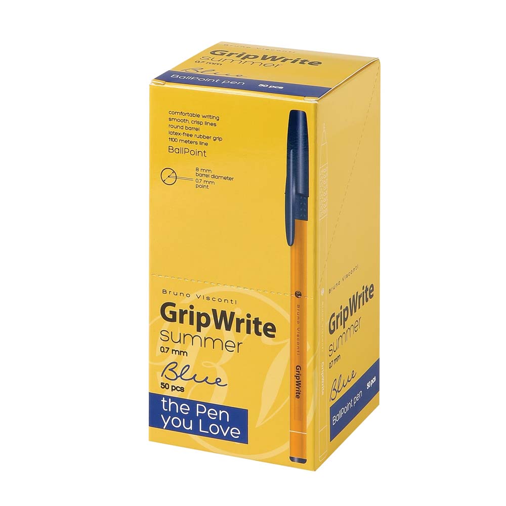 Ручка шар. bruno visconti "gripwrite. summer" синяя 0,7мм разовая