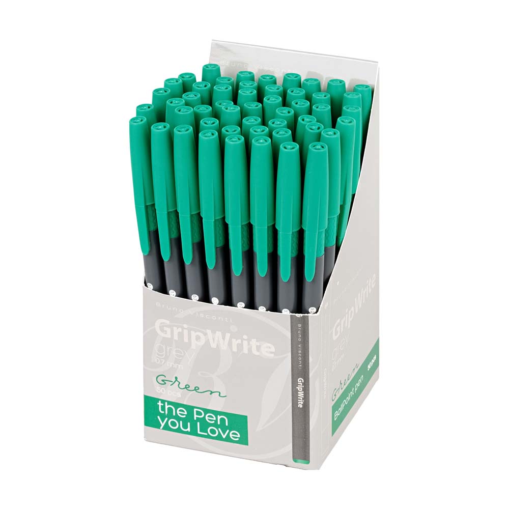 Ручка шар. bruno visconti "gripwrite. grey" зелёная 0,7мм разовая