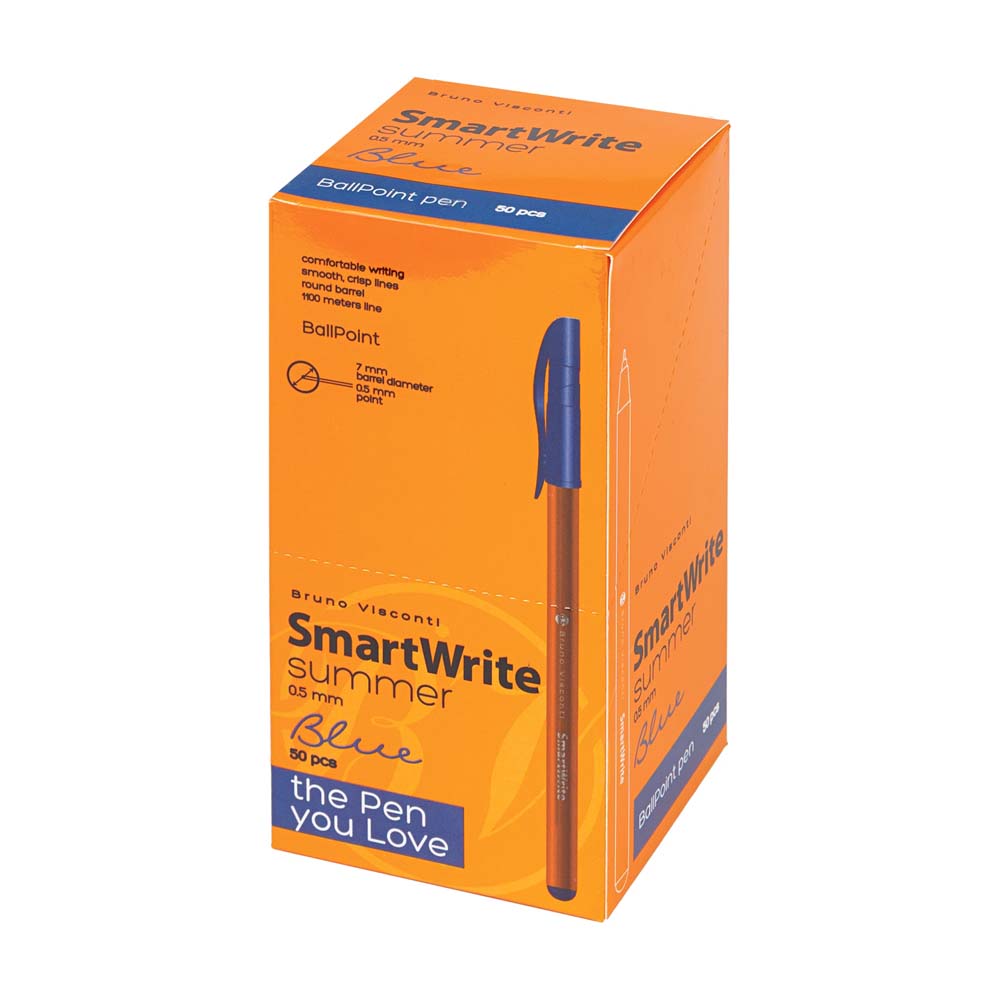 Ручка шар. bruno visconti "smartwrite. summer" синяя 0,5мм разовая