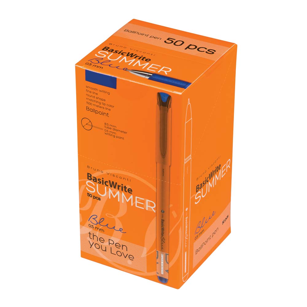 Ручка шар. bruno visconti "basicwrite. summer" синяя 0,5мм