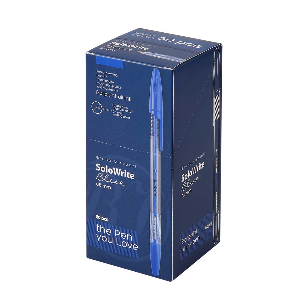 Ручка шар. bruno visconti "solo write" синяя 0,5мм масл.основа