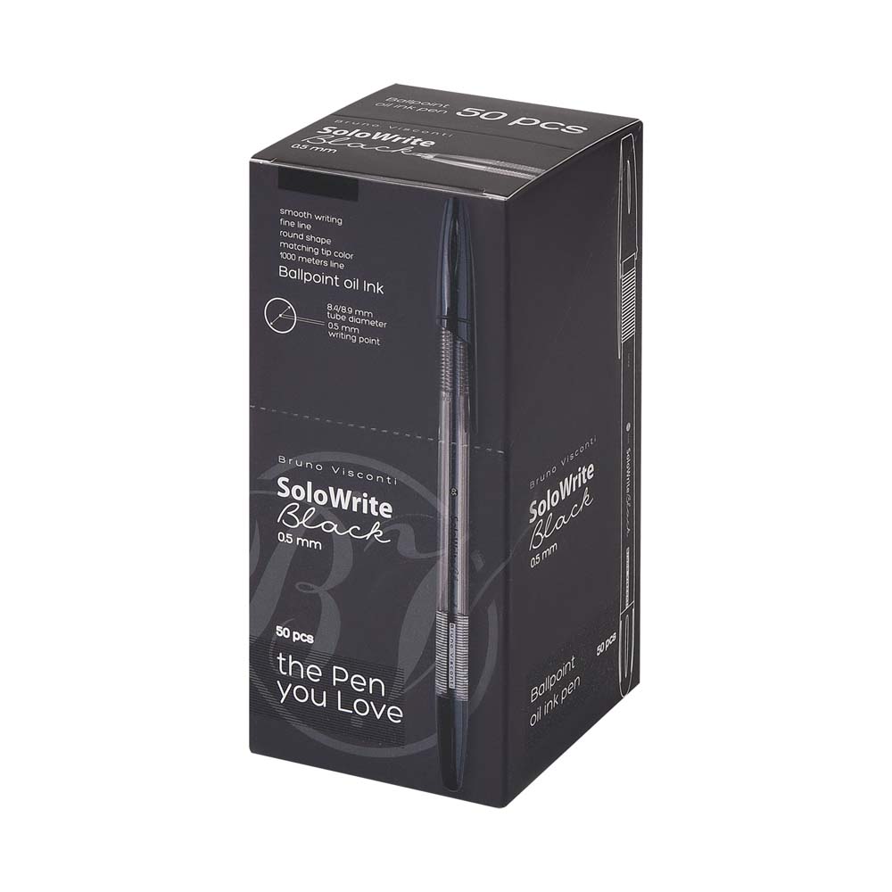 Ручка шар. bruno visconti "solo write" чёрная 0,5мм масл.основа