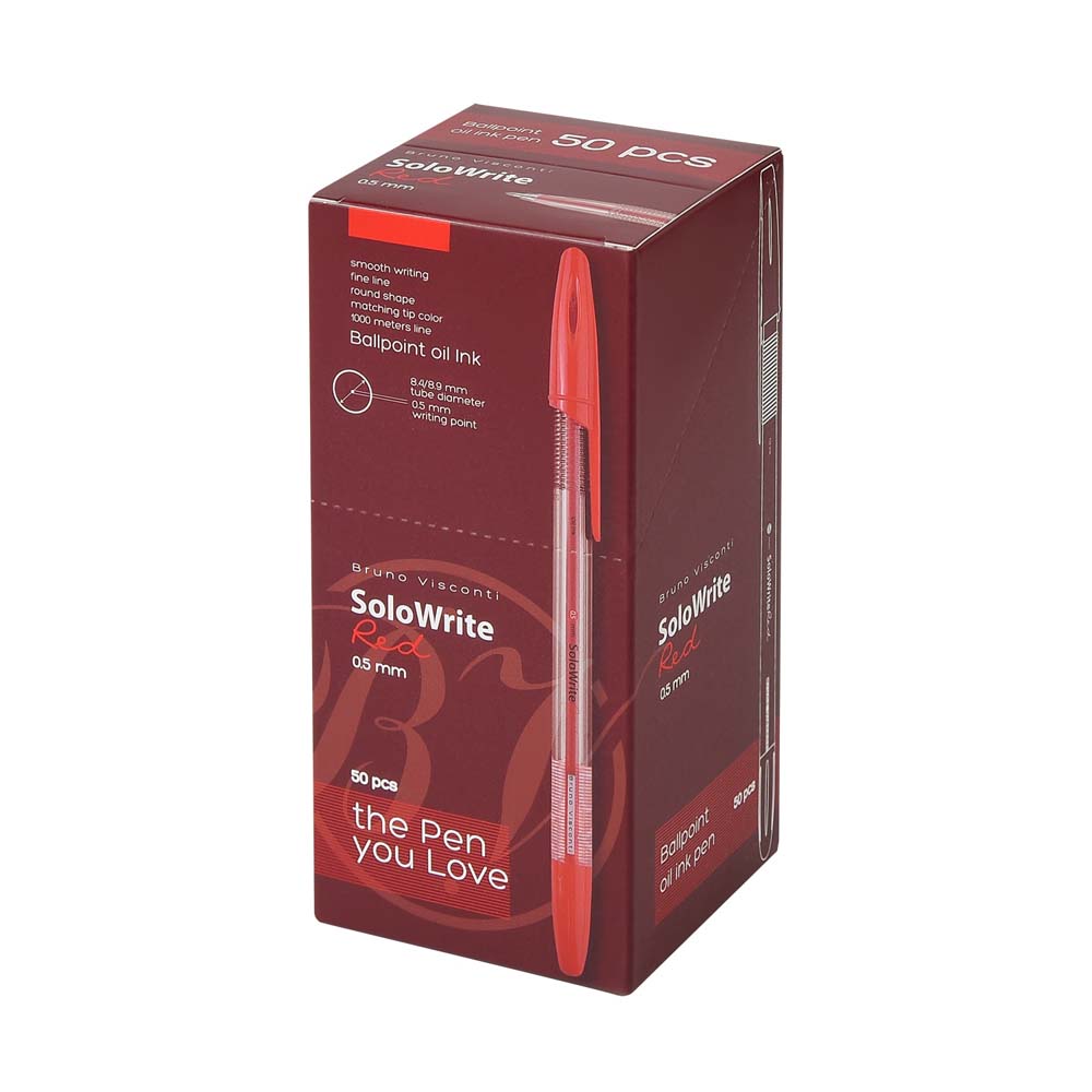 Ручка шар. bruno visconti "solo write" красная 0,5мм масл.основа
