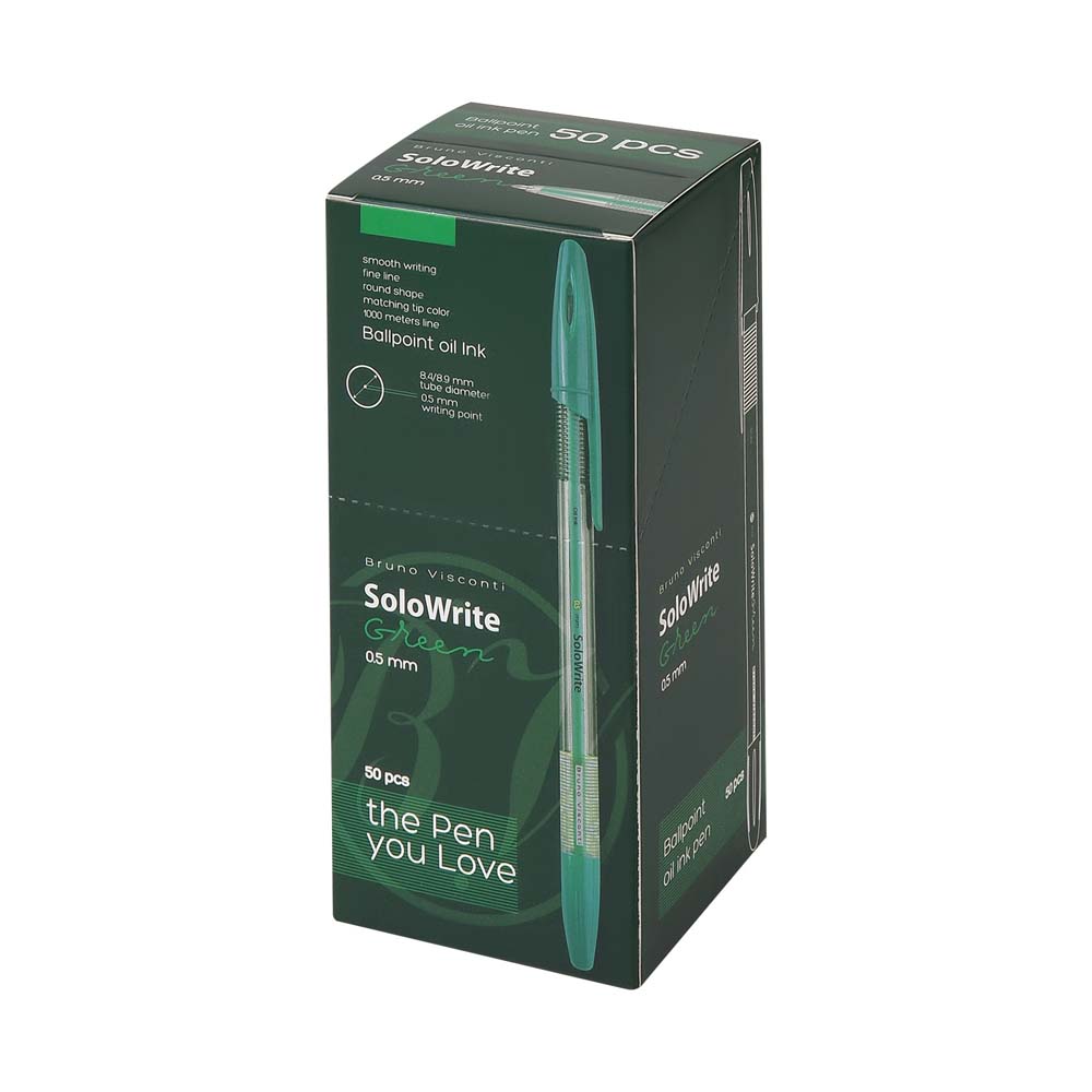 Ручка шар. bruno visconti "solo write" зелёная 0,5мм масл.основа