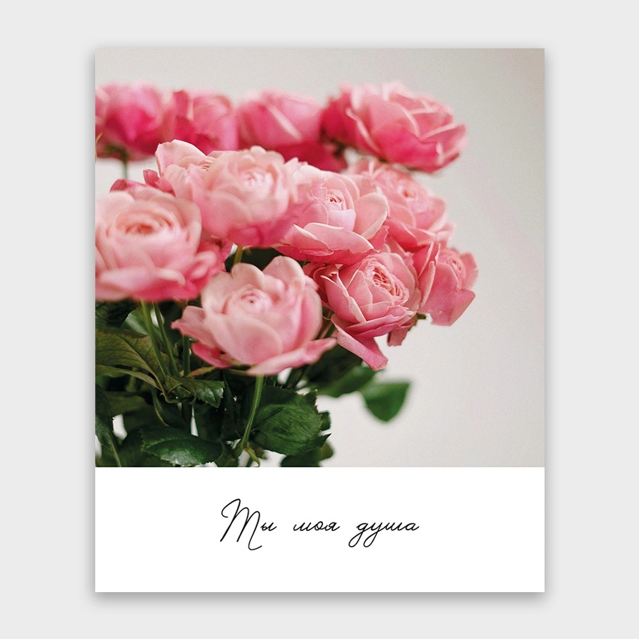 Открытка мини 9х11см "ты моя душа!" текст