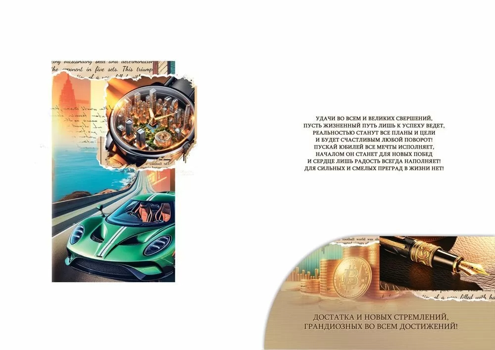 Открытка а4 "с юбилеем!" удачи во всём...