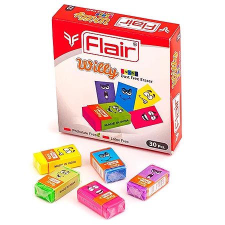 Ластик flair "wylly neon" 34х20х10мм прямоугольный асс-т