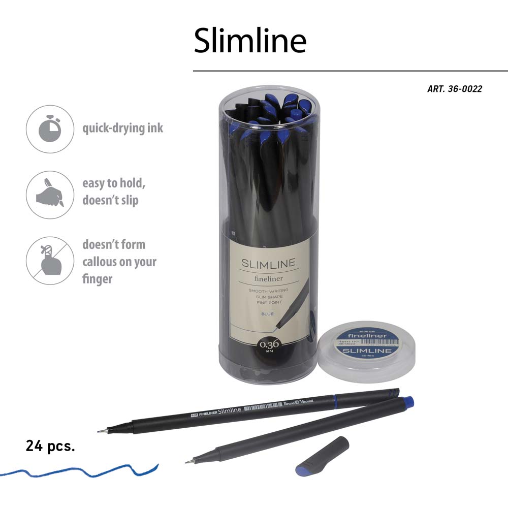 Линер bruno visconti "slimline" 0,36мм синий разовый