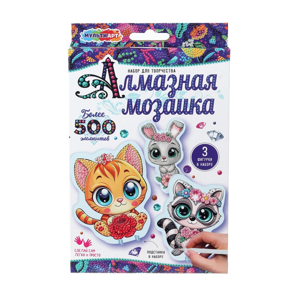 Набор д/творч. алмазная мозаика 10х15см на подставке "любимые питомцы" (мульти арт)