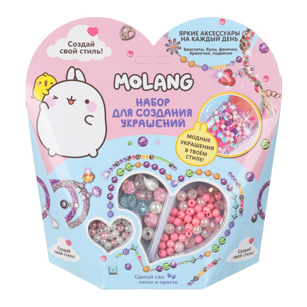 Набор д/творч. украшение из бусин "molang. сердечко" 26х18см (мульти арт)