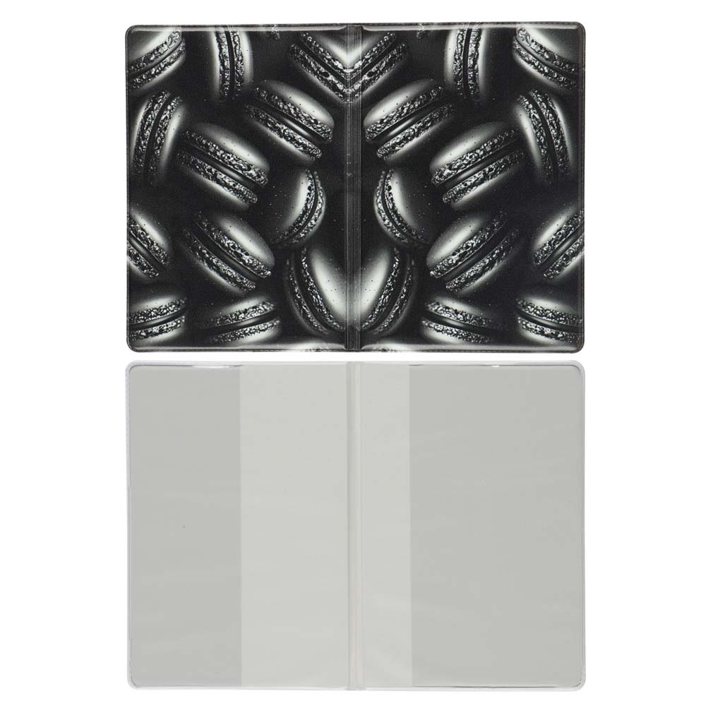 Обложка д/паспорта пвх кокос "black macaroons"