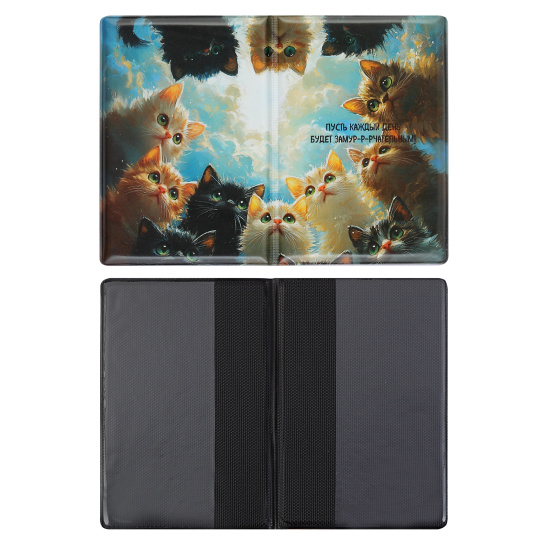 Обложка д/паспорта пвх кокос "котята в небе"