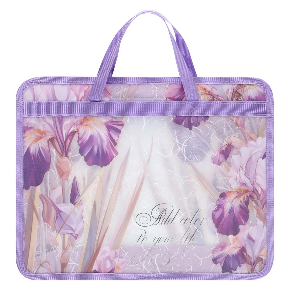 Папка-портфель пласт. а4+ fiorenzo "ирисы" 26х33х7см на молнии с ручками