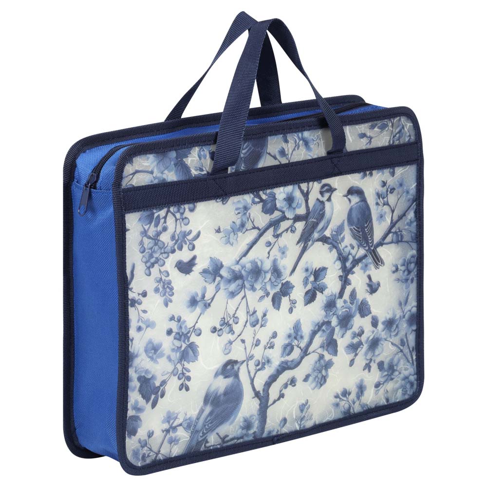 Папка-портфель пласт. а4+ fiorenzo "blue birds" 26х33х7см на молнии с ручками