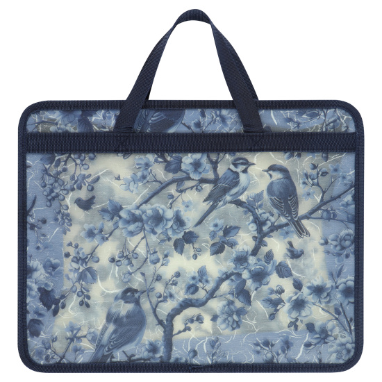 Папка-портфель пласт. а4+ fiorenzo "blue birds" 26х33х7см на молнии с ручками