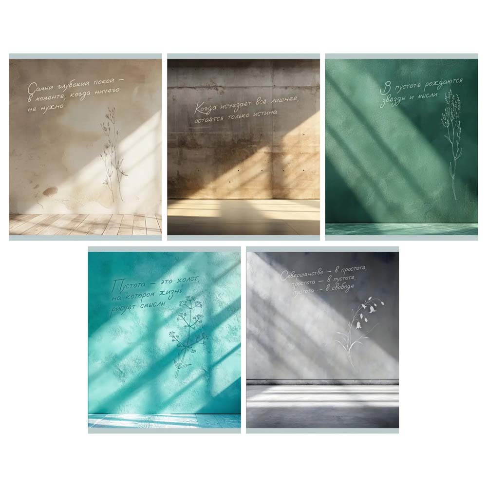 Тетрадь 96л. кл. "тишина между строк" (listoff) б/б,мат.лам.,выб.лак,асс-т