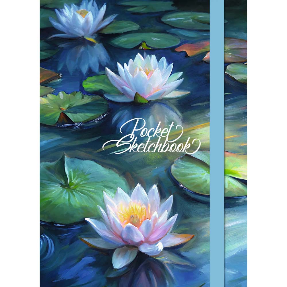 Скетчбук а6 48л. тв.обл. "кувшинки" (listoff) 100г/м2,резинка