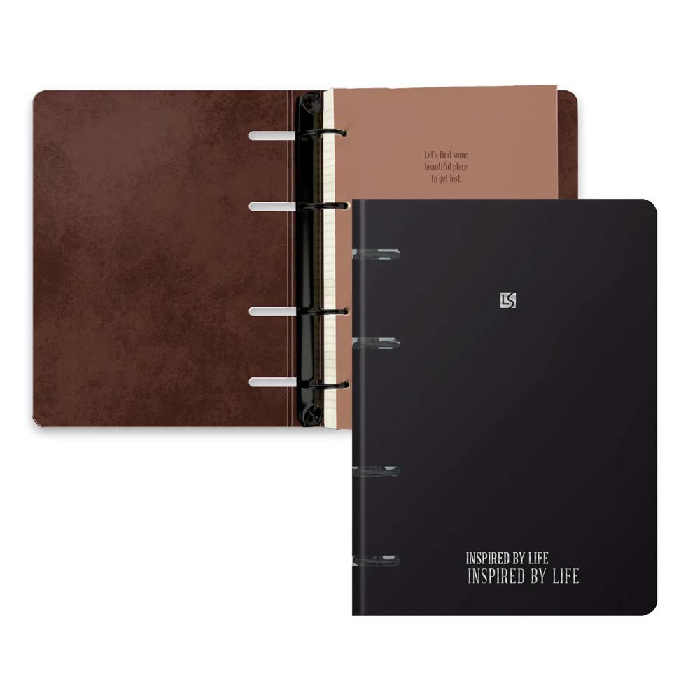 Тетрадь на кольцах 120л. кл. тв.обл. "premium. black" (listoff) глянц.лам.,тиснен.фольгой