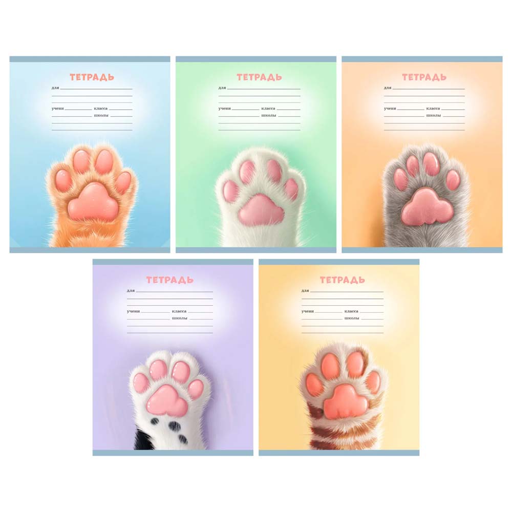 Тетрадь 18л. лин. "котолапки" (listoff) б/б,выб.лак,асс-т