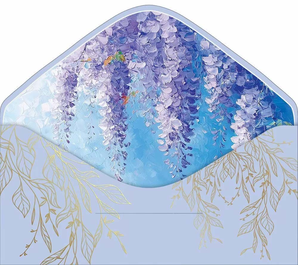 Конверт для денег "с днём рождения!" сирень софт тач фольга