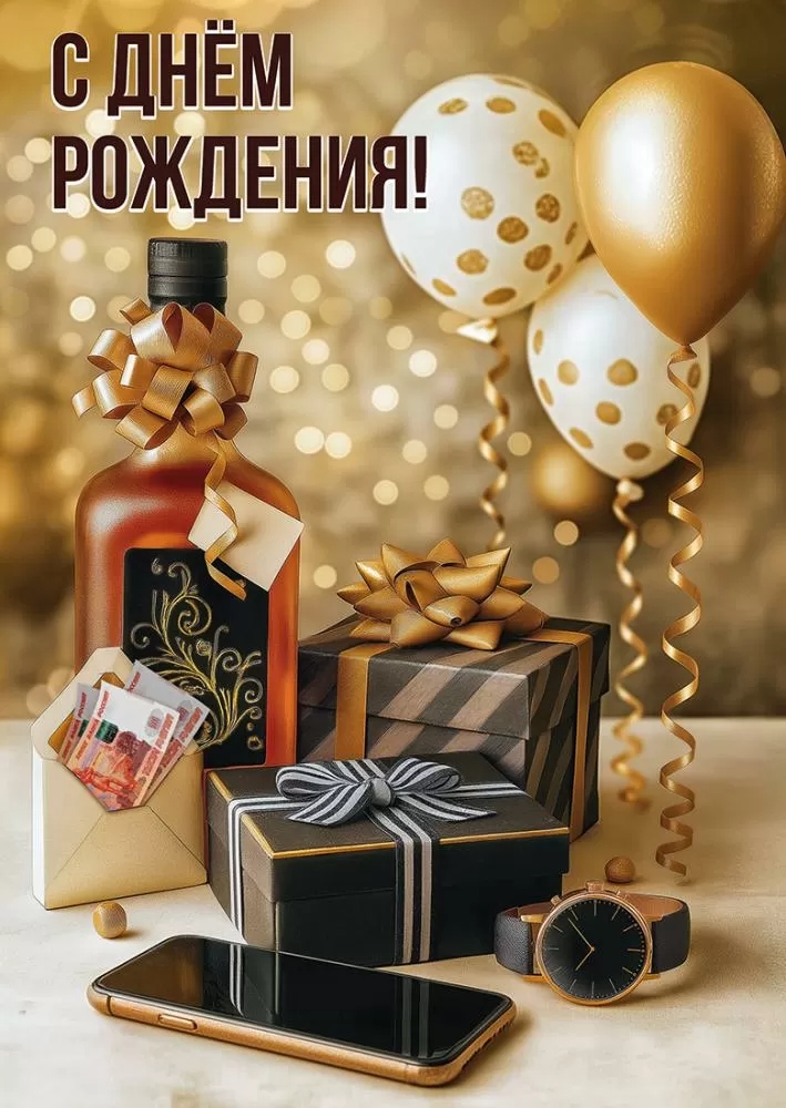 Открытка а4 "с днём рождения!" успеха во всём... блёстки текст