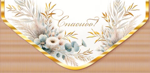 Конверт для денег "спасибо!" фольга