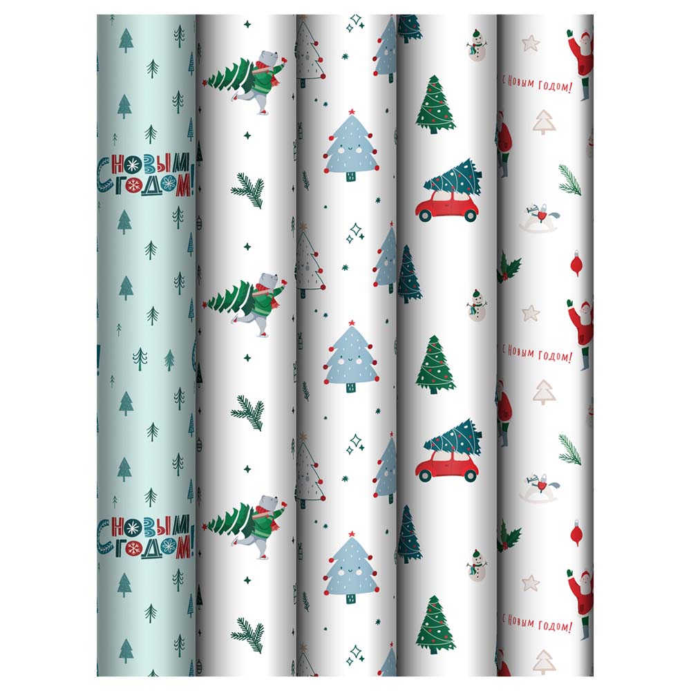 Бумага упаковочная глянцевая 70х100см "new year" асс-т