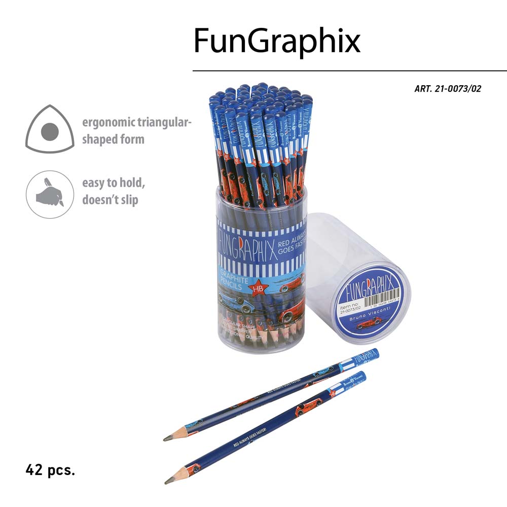 Карандаш bruno visconti "fun graphix. красная машина" hb пластик трёхгран.