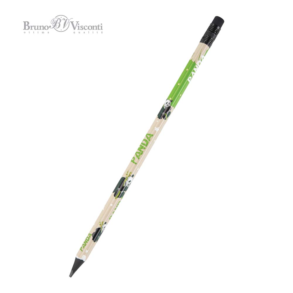 Карандаш bruno visconti "kids. панда" hb пластик трёхгран. с ластиком