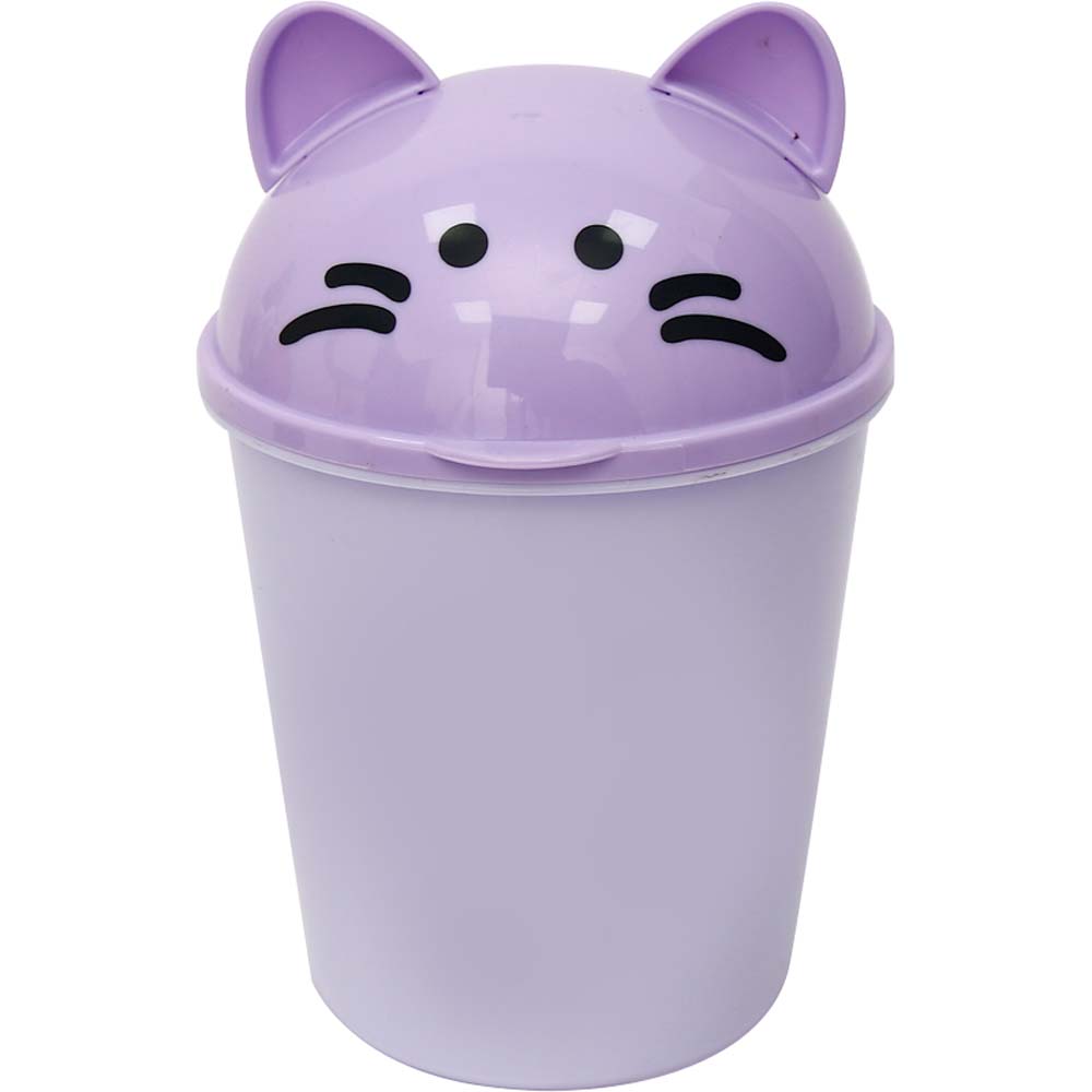 Контейнер для мусора настольный devente "ghost meow" сиреневый с крышкой пластик