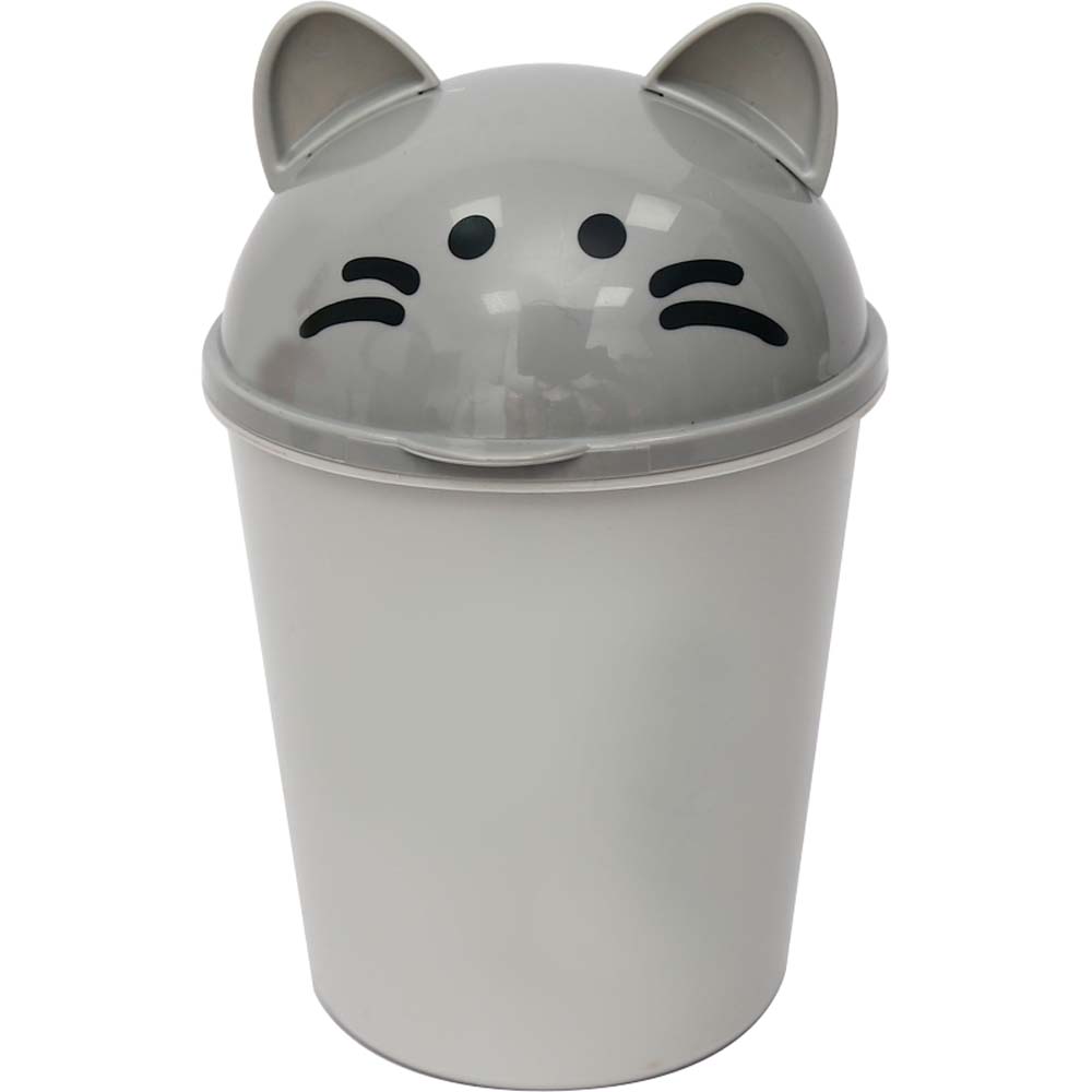 Контейнер для мусора настольный devente "ghost meow" серый с крышкой пластик