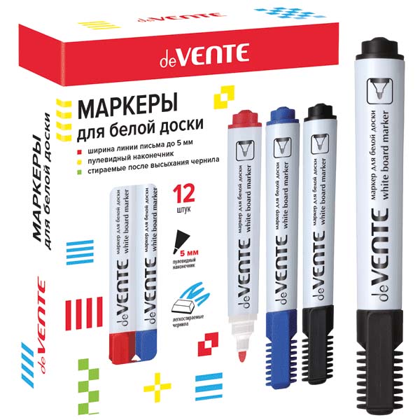 Маркер д/пласт. досок devente чёрный конус 5,0мм