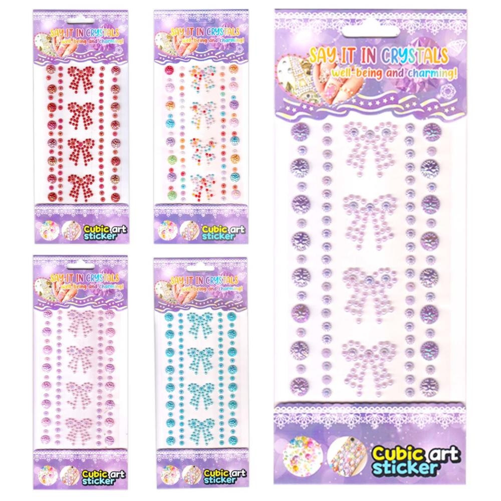 Наклейки объёмные "бант" 9х15см стразы