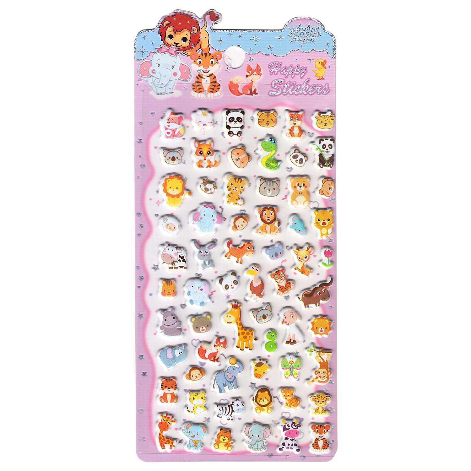 Наклейки объёмные "зверюшки-1" 10х21см