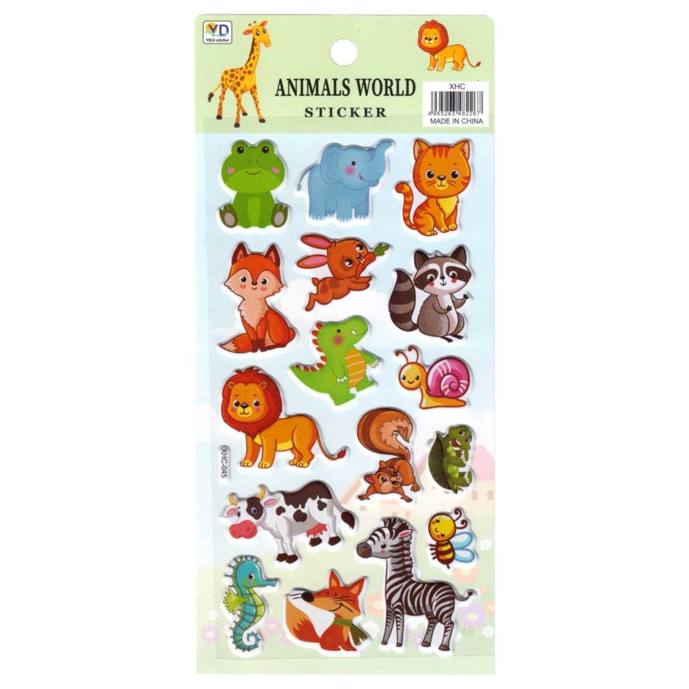 Наклейки объёмные "зверюшки" 9,5х22см