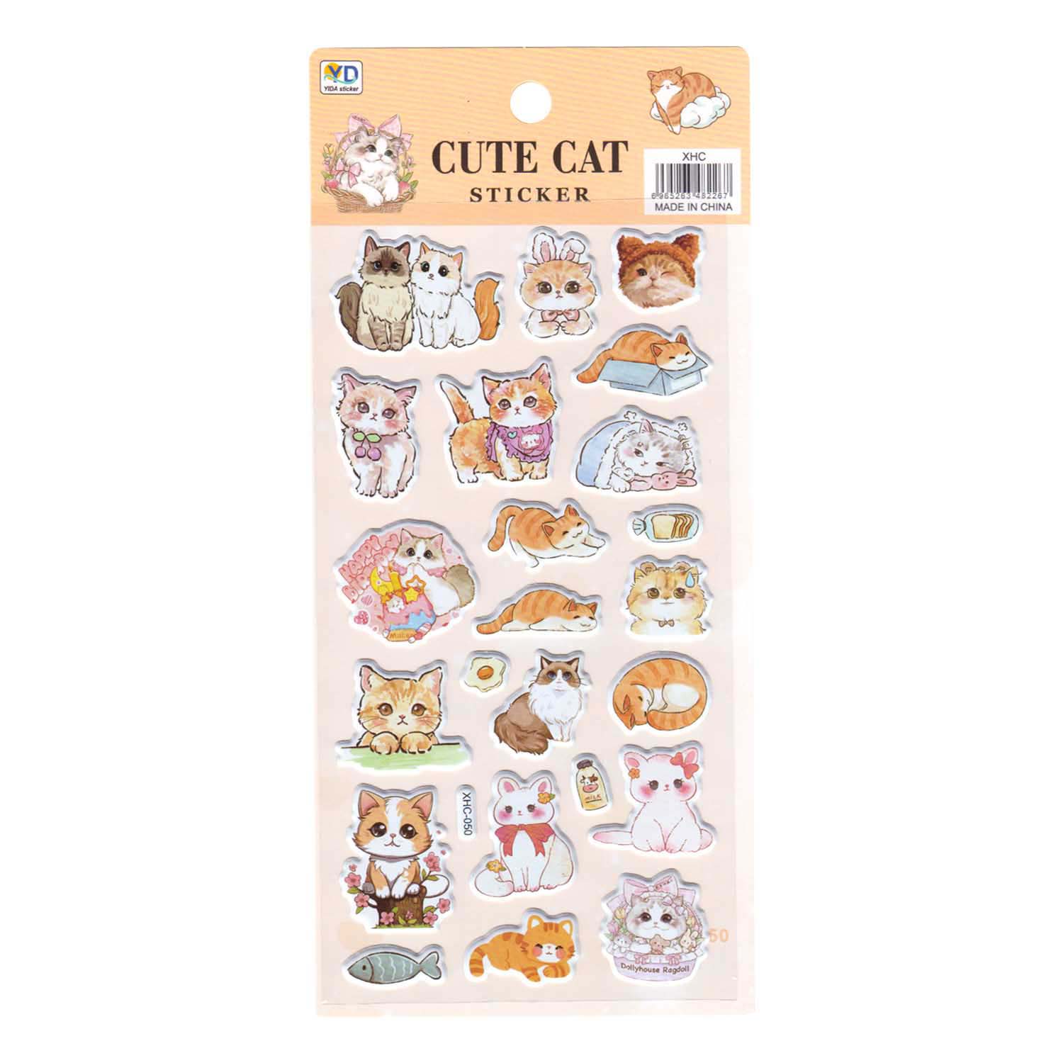 Наклейки объёмные "котики-4" 9,5х22см