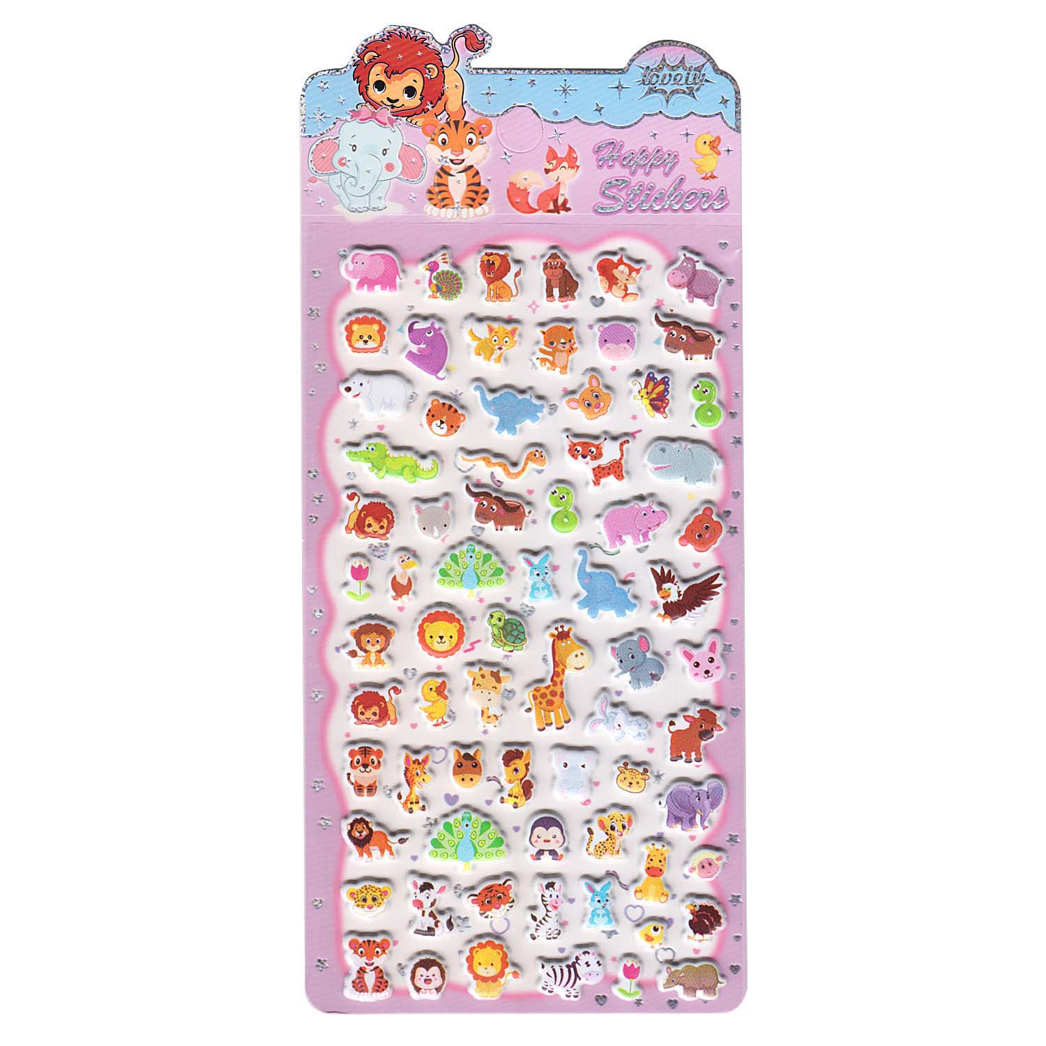 Наклейки объёмные "зверюшки-2" 10х21см