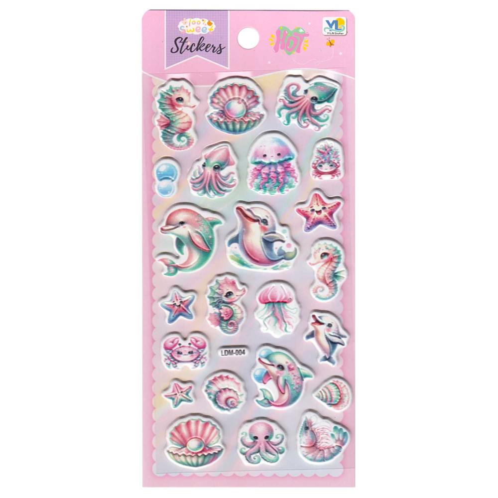 Наклейки объёмные "подводный мир" 10х23см