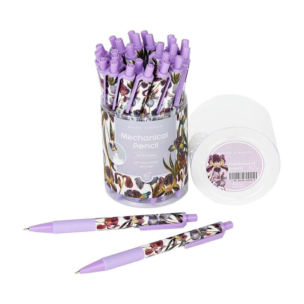 Карандаш авт. 0,7мм bruno visconti "flora. ирисы" с ластиком