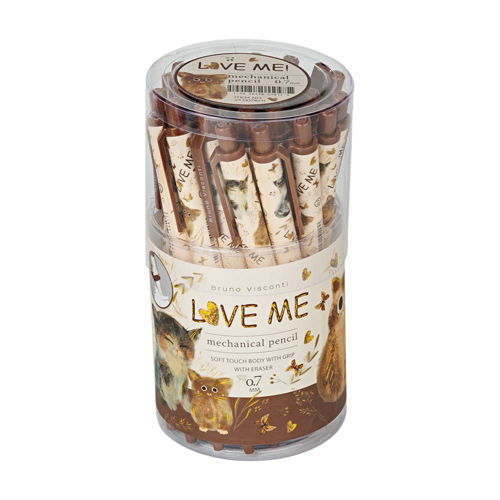 Карандаш авт. 0,7мм bruno visconti "love me. котики. счастье" с ластиком