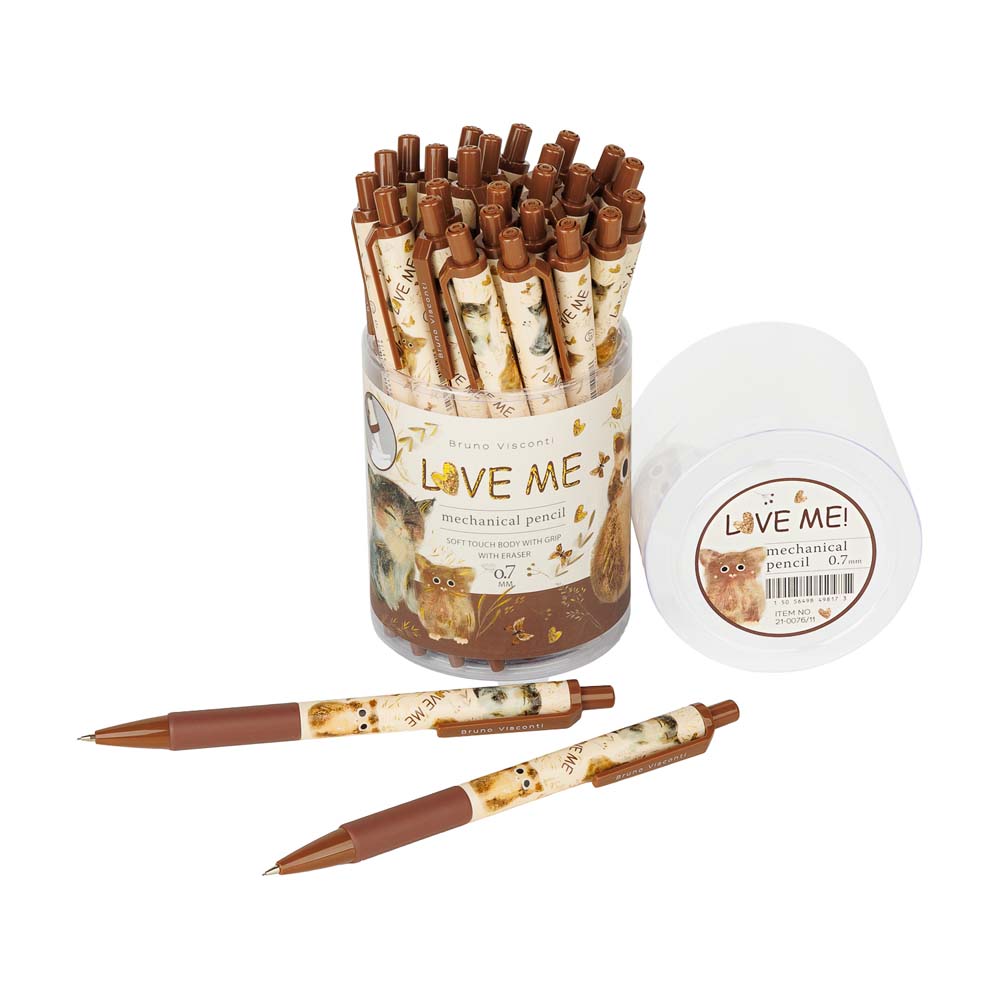 Карандаш авт. 0,7мм bruno visconti "love me. котики. счастье" с ластиком